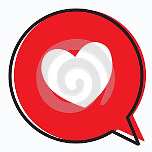 Heart in a speech bubble, vector love icon.