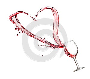 Heart splash from a glass of red wine