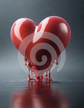 Heart with splash on gray background