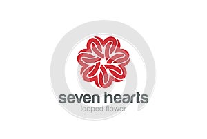 Heart Star Flower Logo design vector template. St. Valentine day of love Party.Cardiology Medical Health care Logotype concept