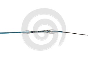 Heart Stent angioplasty. Stent and catheter for implantation into blood vessels with an empty and filled balloon. High resolution