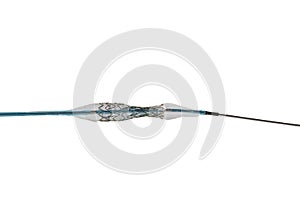 Heart Stent angioplasty. Stent and catheter for implantation into blood vessels with an empty and filled balloon. High resolution