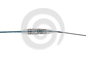Heart Stent angioplasty. Stent and catheter for implantation into blood vessels with an empty and filled balloon. High resolution