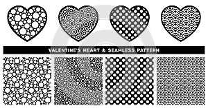 Heart sticker with dot seamless pattern