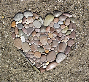 Heart of stones in sand Lesvos