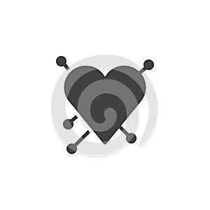 Heart with straight pin icon vector