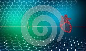 Heart  structure 3D render concept. Polygonal science research ecological technology art. Futuristic.