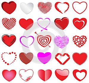 Heart style vector set