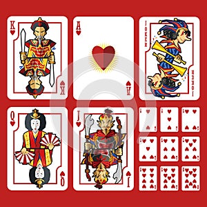 Heart Suit Playing Cards Full Set