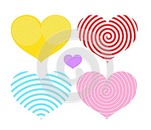 Heart swirl line set.