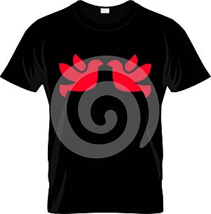 Heart symbol and Bird combine T-shirt design so new concept