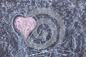 Heart symbol. Chalk drawing on blackboard. Multi colored inscription