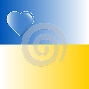 Heart symbol with color Ukrainian flag. Vector illustration. Eps 10