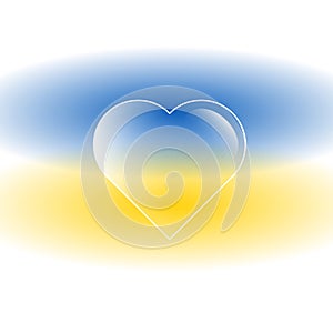 Heart symbol with color Ukrainian flag. Vector illustration. Eps 10