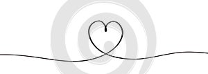 Heart symbol continuous one line drawing single lineart hand drawn sketch contour design. Simplicity of romantic sign vector