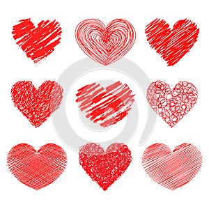 Heart symbol drawn by hand. Contains text or message content for Valentine`s Day. Vector illustration