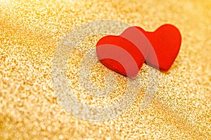 Heart symbol on a gold background