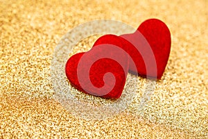 Heart symbol on a gold background