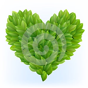 Heart symbol in green leaves