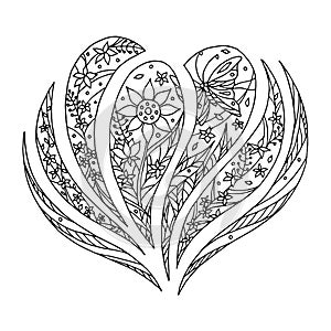 Heart symbol hand drawing art line zentangle vector hand drawn