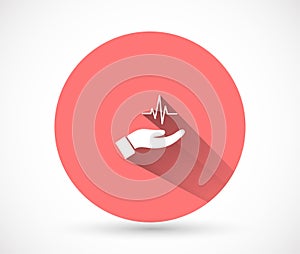 heart symbol in hand icon , lorem ipsum Flat design