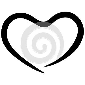 Heart symbol. Love and romance. Vector illustration. Contour on an isolated background. Doodle style. Sketch.
