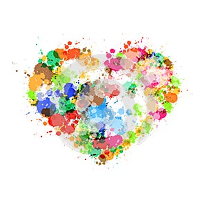 Heart Symbol Made From Colorful Splashes, Blots, Stains