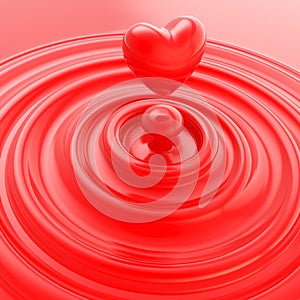 Heart symbol made of liquid cream or soap