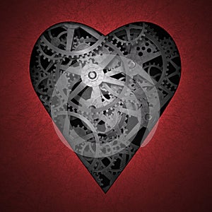 Heart symbol made out of cogs