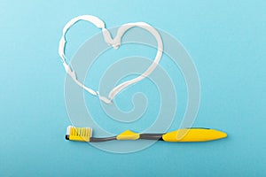 Heart symbol made from toothpaste.