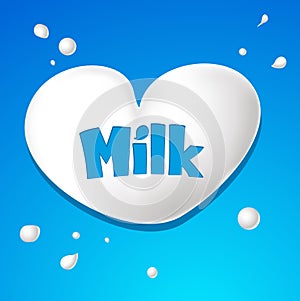 Heart symbol - milk drops vector