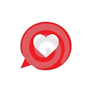 Valentine s day, messages, speech bubble, heart icon. Vector Illustration