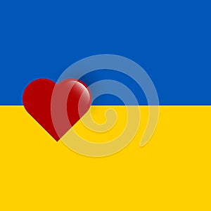 Heart symbol on Ukrainian flag. Vector illustration. Eps 10
