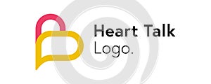 Heart talk with message chat bubble for open conversation, social solidarity and volunteer charity concept. Vector heart talk sign