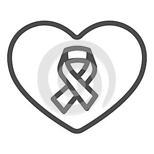 Heart and tape line icon, World cancer day concept, Cancer ribbon and heart sign on white background, breast cancer