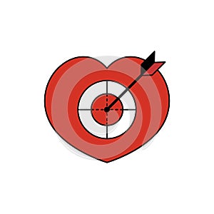 Heart target pierced by an arrow. Vector illustration