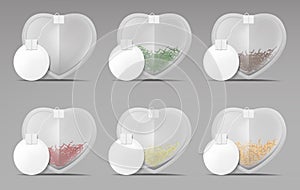 Heart tea bags with blank round tags mock up set