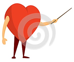 Heart teaching or holding a pointer in presentation