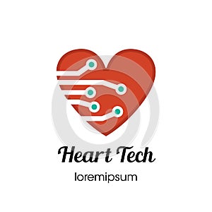 Heart Tech logo or symbol template design photo