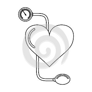 Heart and tensiometer black and white