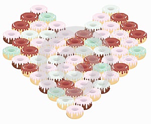 A heart of tightly packed donuts for a particularly sweet gift for him or her. Valentine`s Day photo