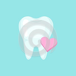 Heart tooth, cute colorful vector icon illustration
