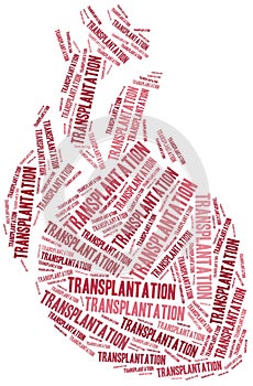 Heart transplantation. Word cloud illustration.