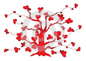 Heart tree red on white background design