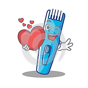 With heart trimmer mascot cartoon style