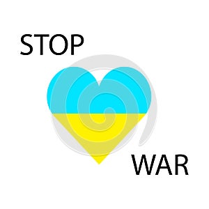 Heart ukraine stop war. National ukrainian flag. Stop war. Vector illustration. stock image.