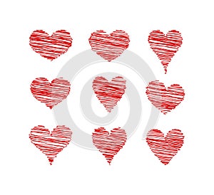 Heart valentine icon set.