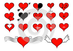 Heart valentine icon set