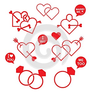 Heart Valentine icon set