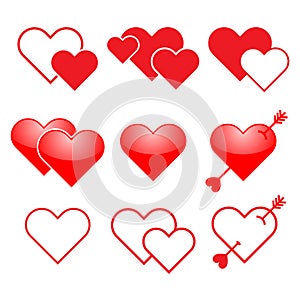 Heart Valentine icon set